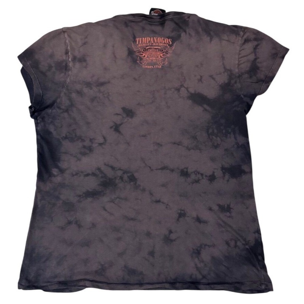 Harley-Davidson Y2K T-Shirt Women‎ 2XL Black Tie Dye 2008 Utah Cap Sleeve - Picture 2 of 9